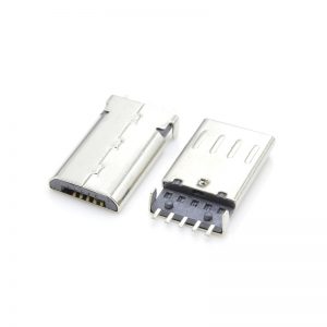 U01P0002B Series Micro USB 5P Male SMT Right Angle Type Offset with Post Connector