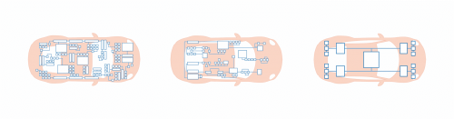 Schematic diagram of the electrical system architecture of a high-performance vehicle