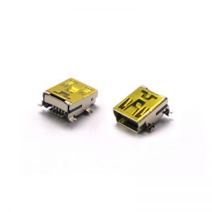 U05S0007R Series Mini USB 5 Pin SMT Right-angle Female Socket USB Connector with Post